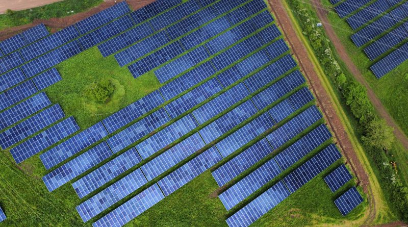 Bird's-eye-view of Larks Green Solar Farm.