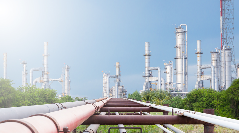 Large pipelines at gas processing plant to support natural gas industry article