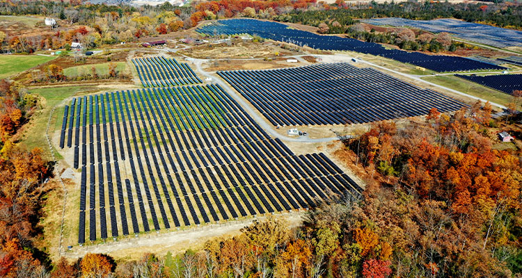 Areal shot of a solar farm