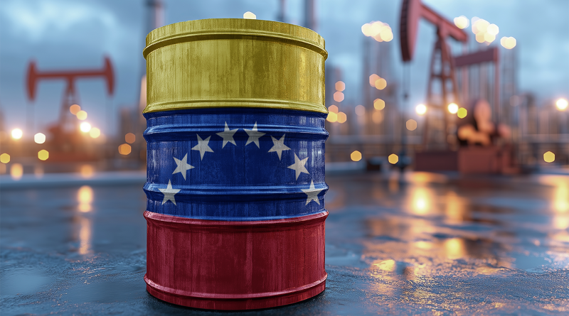 Oil barrel with Venezuelan flag on
