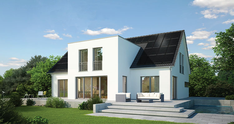 House with Solar panels covering the roof