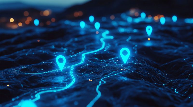 Digital map showing different locations to support Geospatial Mapping article