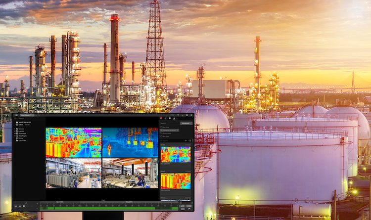 surveillance system from Hanwha Vision being used in an industrial setting