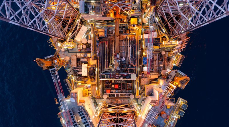 Offshore oil platforms in the Gulf of America under the new leasing schedule set by the Department of the Interior.