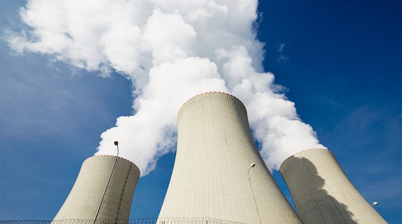 Aerial view of a nuclear power facility in the United States with uranium processing infrastructure
